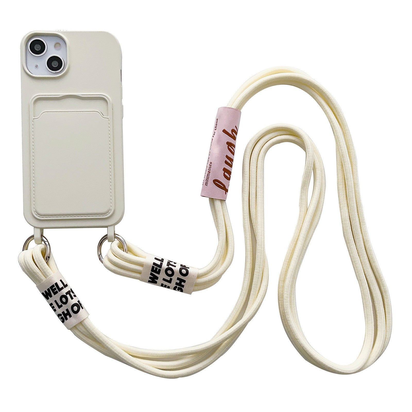 For iPhone 13 6.1 inch Liquid Silicone Card Slot Phone Case Anti-Scratch Shockproof Cover with Long Strap For iPhone 13 6.1 inch Liquid Silicone Card Slot Phone Case Anti-Scratch Shockproof Cover with Long Strap